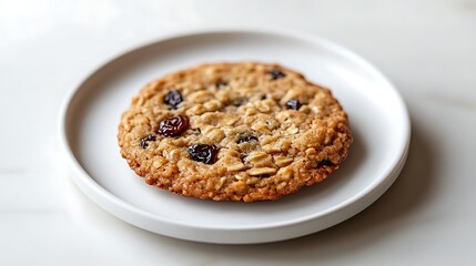 Oatmeal Raisin Cookie on a White Plate