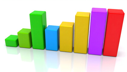 Colorful 3D Bar Graph Showing Growth and Progress