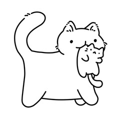 Fototapeta premium coloring page cat and her baby 