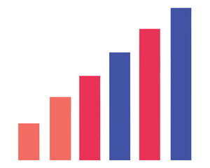 A colorful bar graph shows a steady increase isolated on white background Ai Generated