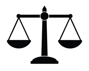 A black scales of justice isolated on white background Ai Generated