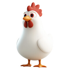 3d rendering icon chicken illustration PNG. cartoon minimal style on chicken transparent isolated background.
