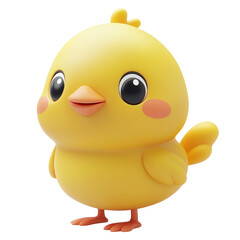3d rendering icon chick illustration PNG. cartoon minimal style on little yellow chick transparent isolated background.