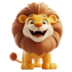 3d rendering icon lion illustration PNG. cartoon minimal style lion on transparent isolated background.
