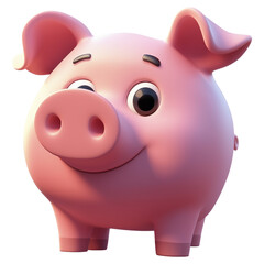 3d rendering icon pig illustration PNG. cartoon minimal style piggy on transparent isolated background.