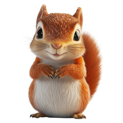 3d rendering icon squirrel illustration PNG. cartoon minimal style squirrel on transparent isolated background.