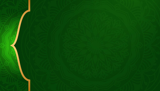 Green Golden Islamic Geometric Pattern Mandala Background Arabic Banner