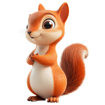 3d rendering icon squirrel illustration PNG. cartoon minimal style squirrel on transparent isolated background.