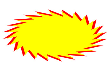 Yellow and red jagged comic-style explosion bubble for posters and overlays