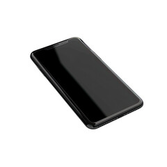 A sleek, black smartphone angled on a dark background