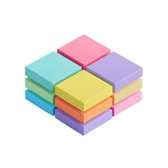 Colorful, layered square blocks, 3D design