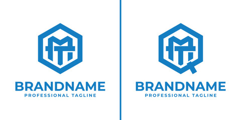 Letters OMT and QMT Hexagon Logo, for OMT, OTM, MTO, MOT, TMO, TOM, QMT, QTM, MTQ, MQT, TMQ, TQM initials