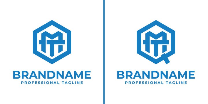 Letters OMT and QMT Hexagon Logo, for OMT, OTM, MTO, MOT, TMO, TOM, QMT, QTM, MTQ, MQT, TMQ, TQM initials