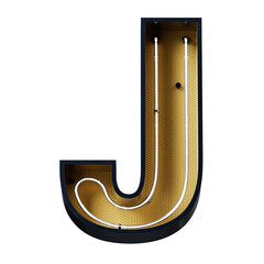 Bright Neon Font with fluorescent tubes.Metallic futuristic  cyberpunk Alphabet. 3d Rendering Isolated on black Background.