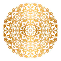 Golden ornamental flower, cut out transparent 