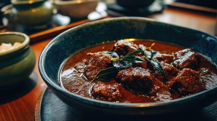 Braised meat chunks in thick sauce resting in a deep bowl