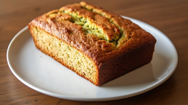 Freshly Baked Zucchini Bread on a White Plate