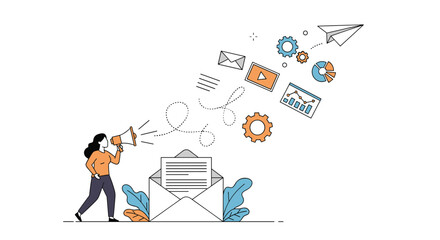 Digital marketing campaign launching content across multiple platforms for business growth and success