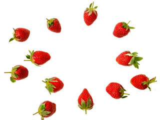 Fresh red strawberries isolated on a white background.