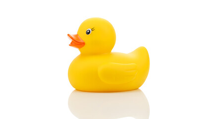 Bright Yellow Rubber Duck with Orange Beak and Reflective Surface