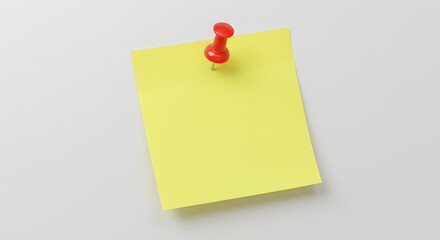 Bright Yellow Sticky Note Pinned with a Red Pushpin
