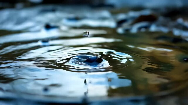 A frog in water with a droplet creating ripples on the surface spuper quality HD video footage
high quality cenematic nature video