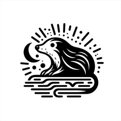 Fototapeta premium Otter with moon illustration