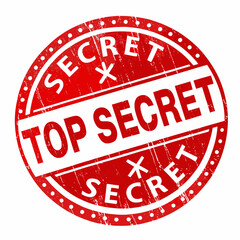 Red Top Secret Rubber Stamp with Grunge Effect on White Background for Sensitive Information