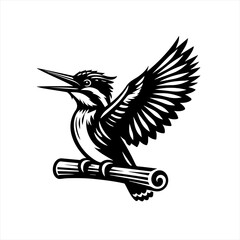 Naklejka premium Kingfisher bird with open wings