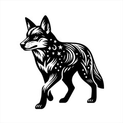 Obraz premium Stylized wolf with starry design