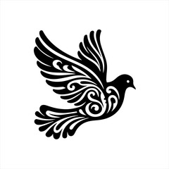 Fototapeta premium Ornate dove flying isolated on white