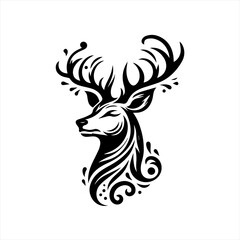 Tribal deer head with antlers