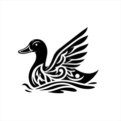 Fototapeta premium Tribal duck swimming in water