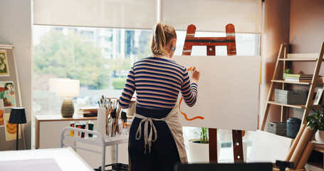 Painting, woman and color for artwork, studio or craft with creative for canvas, talent and...