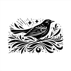 A bird perched on a branch