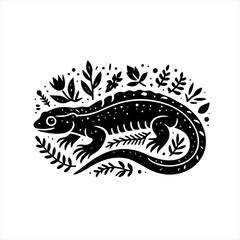 Ornate lizard with floral elements