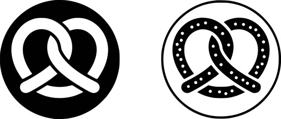 Black white pretzel icons food bakery
