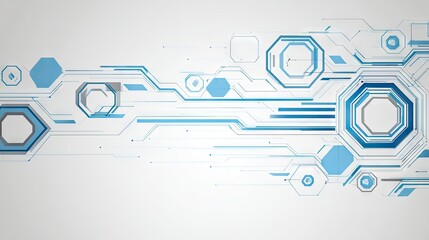 Obraz premium Abstract digital technology design with light blue lines and shapes.