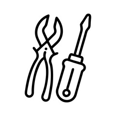 Depiction of screwdriver and pliers tools, essential for repairs and construction projects. This screwdriver and pliers illustration is perfect for showing the necessary instruments for maintenance.