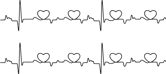 Electrocardiogram heart rhythm line art vector