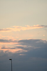 sunset in the city with lamp