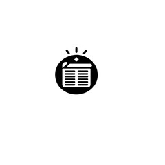 A simple line drawing of a microphone with horizontal stripes and a circle