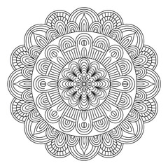 A beautiful line drawing of a flower mandala ornament
