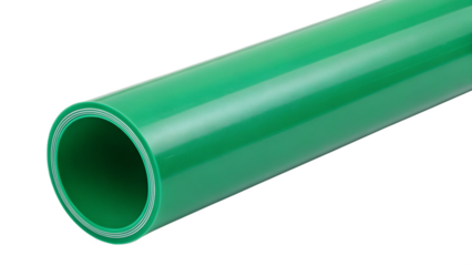 A straight green pipe isolated on transparent background, essential for plumbing and industrial fluid conveyance