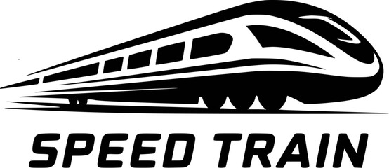 Sleek black high speed train moving fast transportation travel