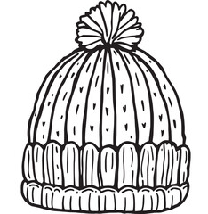 Knitted Beanie Hat line art stylish modern winter accessory casual look