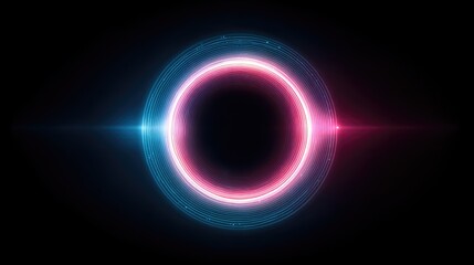 Obraz premium Abstract circular design with glowing neon lines.