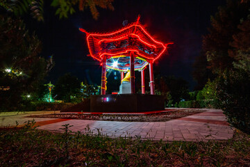 Pagoda with a statue of Buddha Shakyamuni