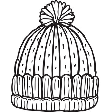 black and white knitted winter hat clip art preview