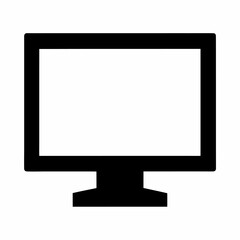 Simple Black and White Computer Monitor Icon for Graphic Design and Web Development